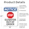 Signmission Elevator Out Of Order, 18 in W x Rectangle, Plastic OS-2PACK-NS-P-1824-V-11737 - alternate 3